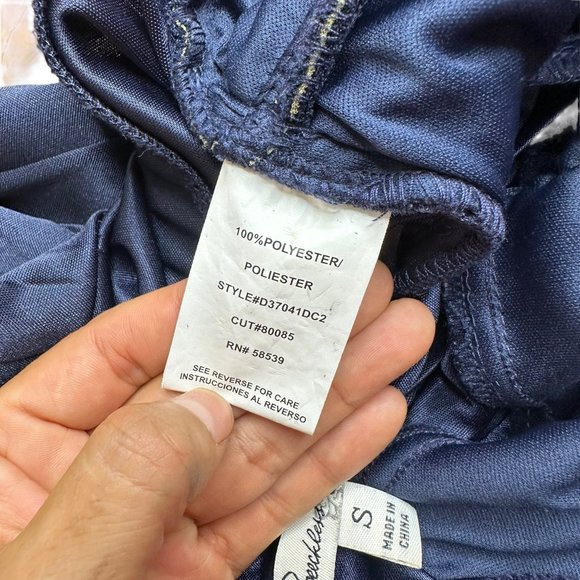 Women Pleated Halter Party Dress Small S Navy Blue Knee Length Stretch - Picture 11 of 13